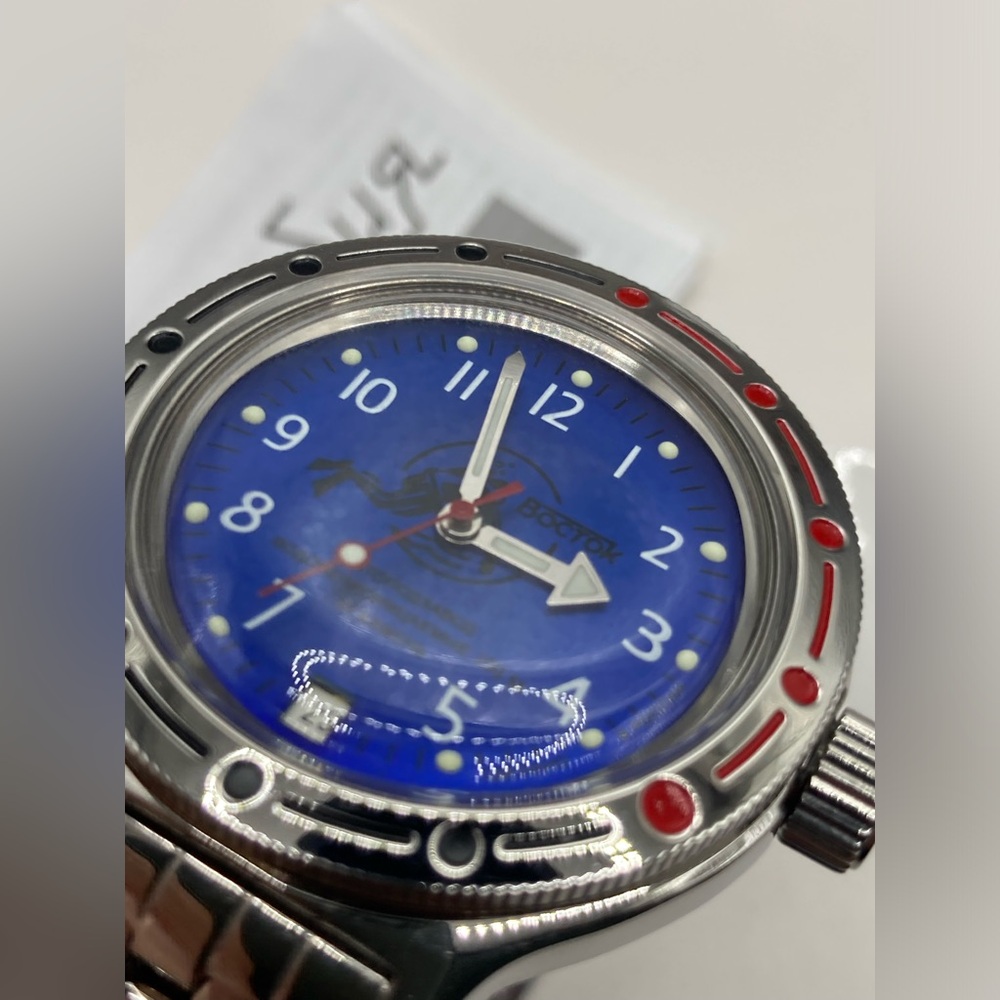 New Vostok scuba dude watch, blue, metal bracelet, booklet, no box, 420379 - Picture 4 of 14